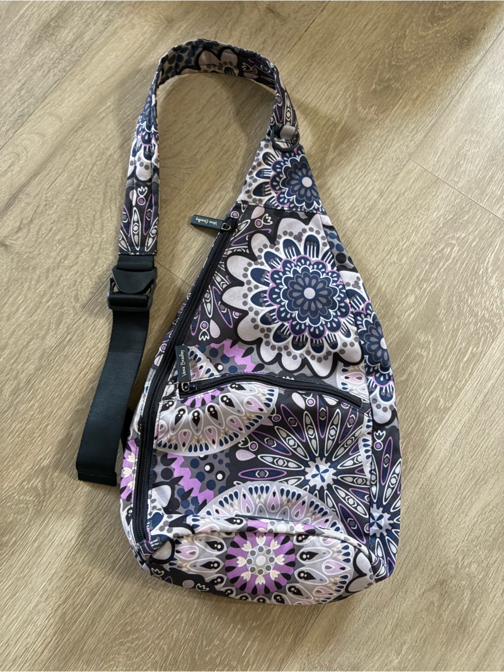 Vera Bradley Purple Floral Mimosa Medallion Compact Crossbody Sling